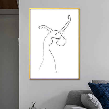 Vivolux | Tanzendes Mädchen Grafitzeichnungen Malerei Skandinavischer Stil Leinwand Wandkunst Dekor