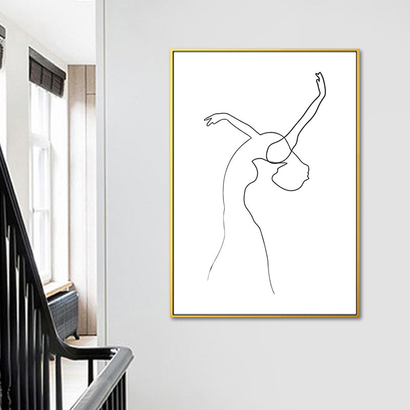 Vivolux | Tanzendes Mädchen Grafitzeichnungen Malerei Skandinavischer Stil Leinwand Wandkunst Dekor