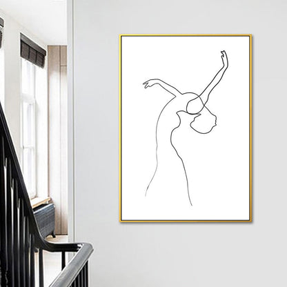 Vivolux | Tanzendes Mädchen Grafitzeichnungen Malerei Skandinavischer Stil Leinwand Wandkunst Dekor