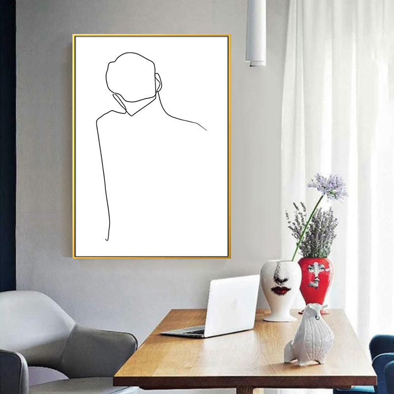 Vivolux | Tanzendes Mädchen Grafitzeichnungen Malerei Skandinavischer Stil Leinwand Wandkunst Dekor