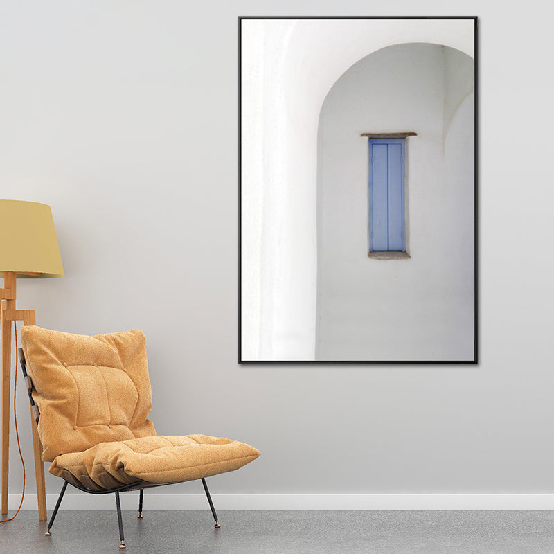 Vivolux | Architektur Kuppelhaus Wandkunst Industrieller Texturierte Leinwanddruck in Blau und Grau