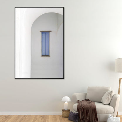 Vivolux | Architektur Kuppelhaus Wandkunst Industrieller Texturierte Leinwanddruck in Blau und Grau