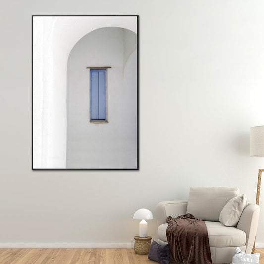 Vivolux | Architektur Kuppelhaus Wandkunst Industrieller Texturierte Leinwanddruck in Blau und Grau