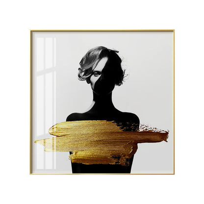 Vivolux | Frauenfigur Leinwand Moderner Stil Texturiertes Mädchen Schlafzimmer Wandkunst Druck in Dunkler Farbe