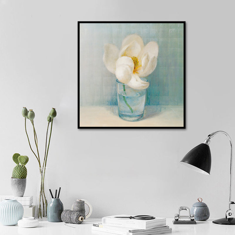 Vivolux | Blühende Flasche Vase Wandkunst in Weiß Modern Stil Leinwanddruck für Wohnzimmer