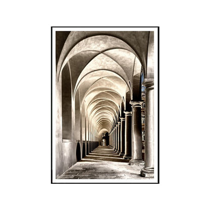 Vivolux | Fortress Boogvormige Weg Canvas Print Textuur Hedendaagse Gang Wanddecoratie in Grijs