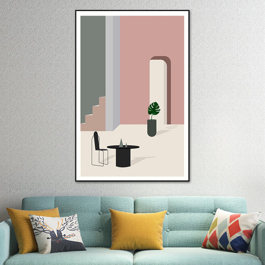 Vivolux | Still Life Haus Innen Canvas Nordic Texturiertes Wandkunst Deko in Heller Farbe für Zuhause