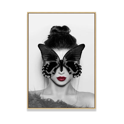 Vivolux | Stijlvolle vrouw met masker canvas voor meisjeskamer, lichte kleur, gestructureerd oppervlak