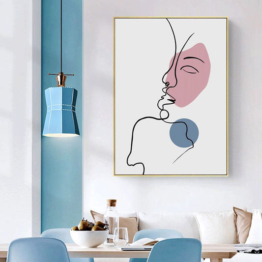 Vivolux | Charaktermuster Wanddekoration in Pastellfarbe Nordic Style Leinwand für das Wohnzimmer