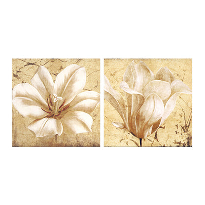 Vivolux | Gelbes Blumenmalerei-Leinwanddruck Stillleben Modernes Wandkunst-Set für das Wohnzimmer