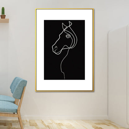 Vivolux | Schwarze Figuren-Porträt-Leinwand Bleistift Nordic Stil Texturiertes Wandkunst-Druck für Spielzimmer
