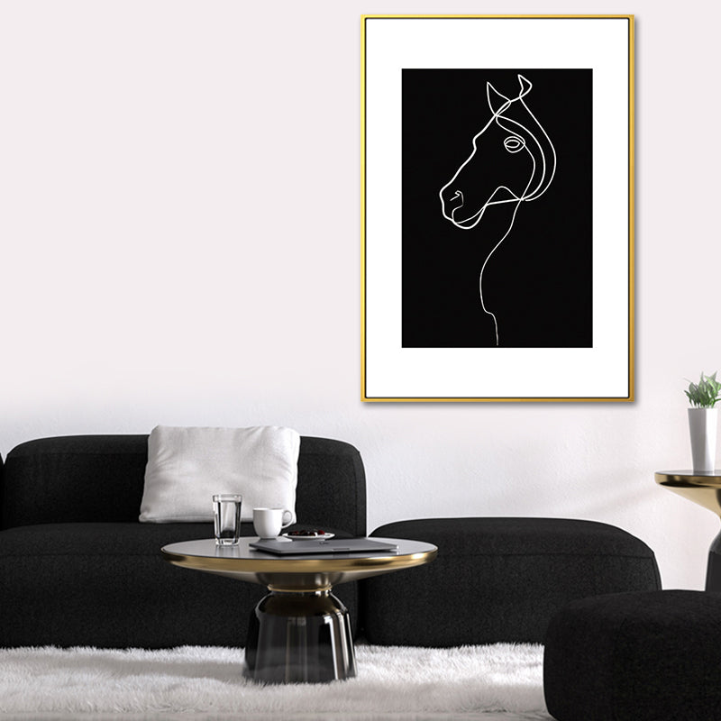 Vivolux | Schwarze Figuren-Porträt-Leinwand Bleistift Nordic Stil Texturiertes Wandkunst-Druck für Spielzimmer