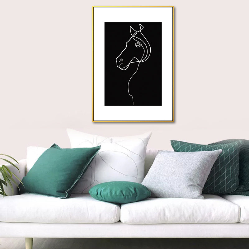 Vivolux | Schwarze Figuren-Porträt-Leinwand Bleistift Nordic Stil Texturiertes Wandkunst-Druck für Spielzimmer