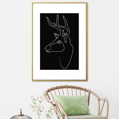 Vivolux | Schwarze Figuren-Porträt-Leinwand Bleistift Nordic Stil Texturiertes Wandkunst-Druck für Spielzimmer