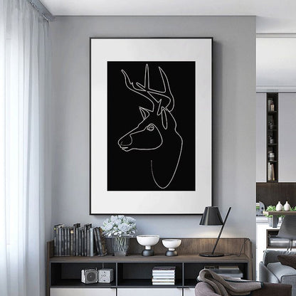 Vivolux | Schwarze Figuren-Porträt-Leinwand Bleistift Nordic Stil Texturiertes Wandkunst-Druck für Spielzimmer