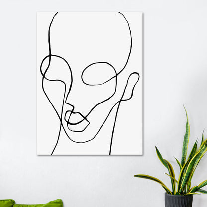 Vivolux | Weiße skandinavische Stil Leinwand Kopfporträt Wandkunstdruck für Küchenrückwand