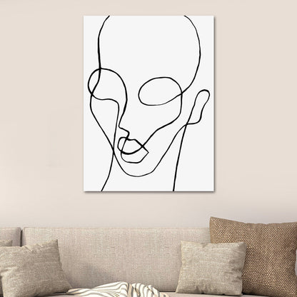 Vivolux | Weiße skandinavische Stil Leinwand Kopfporträt Wandkunstdruck für Küchenrückwand