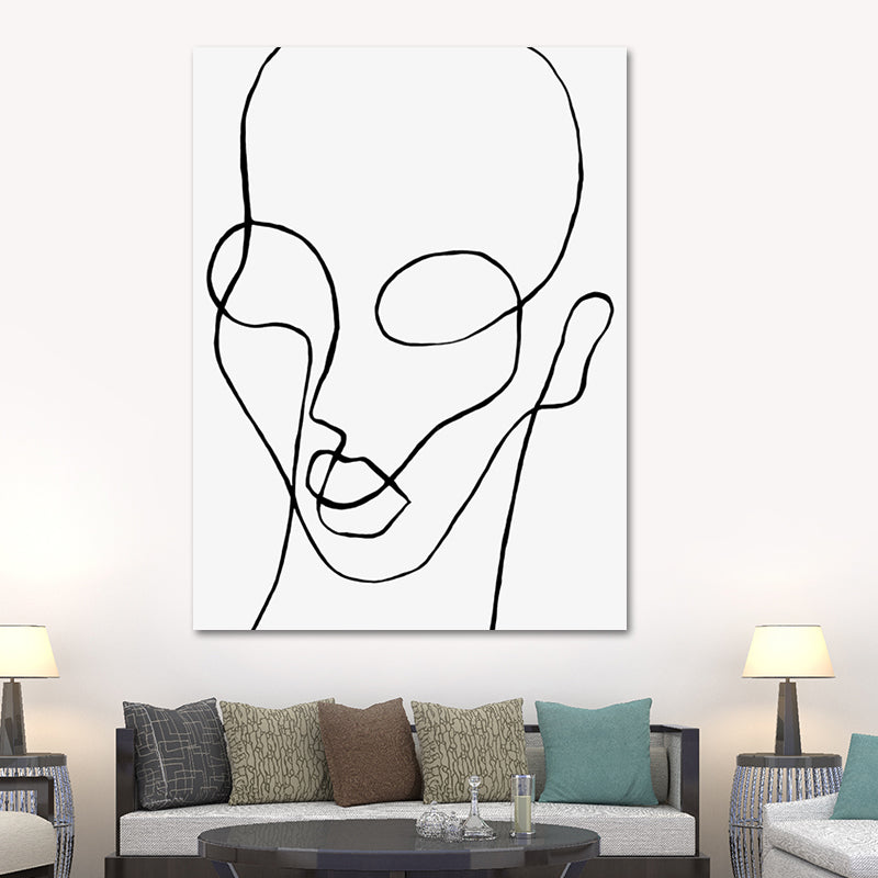 Vivolux | Weiße skandinavische Stil Leinwand Kopfporträt Wandkunstdruck für Küchenrückwand
