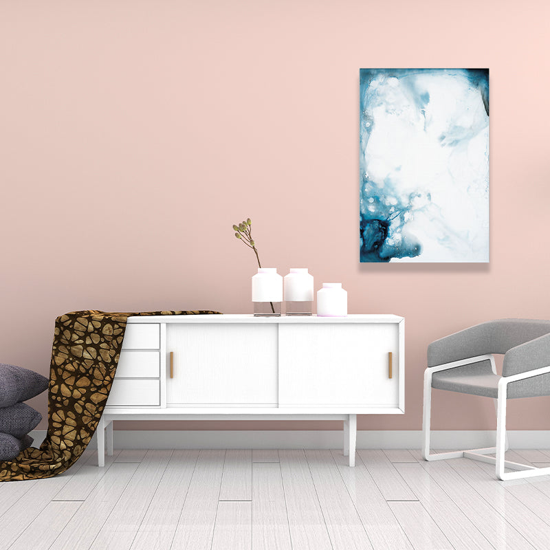 Vivolux | Smoke Look Abstract Painting Canvas Modern Textured Wohnzimmer Wandkunst Druck in Blau
