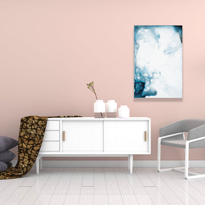 Vivolux | Smoke Look Abstract Painting Canvas Modern Textured Wohnzimmer Wandkunst Druck in Blau