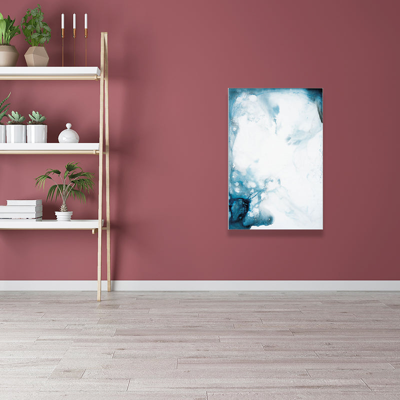 Vivolux | Smoke Look Abstract Painting Canvas Modern Textured Wohnzimmer Wandkunst Druck in Blau