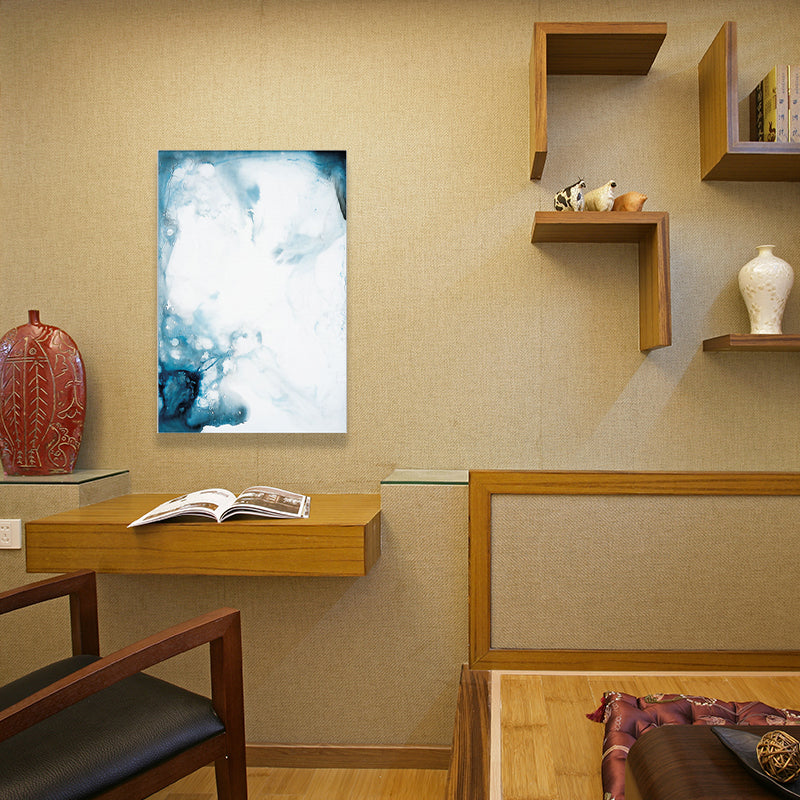 Vivolux | Smoke Look Abstract Painting Canvas Modern Textured Wohnzimmer Wandkunst Druck in Blau