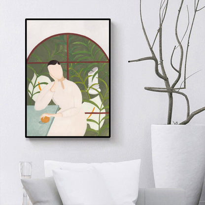 Vivolux | Stylische Hausfrau Wandkunst für das Wohnzimmer Mode Leinwanddruck in Pastellfarbe