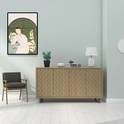 Vivolux | Stylische Hausfrau Wandkunst für das Wohnzimmer Mode Leinwanddruck in Pastellfarbe