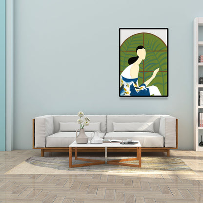 Vivolux | Stylische Hausfrau Wandkunst für das Wohnzimmer Mode Leinwanddruck in Pastellfarbe