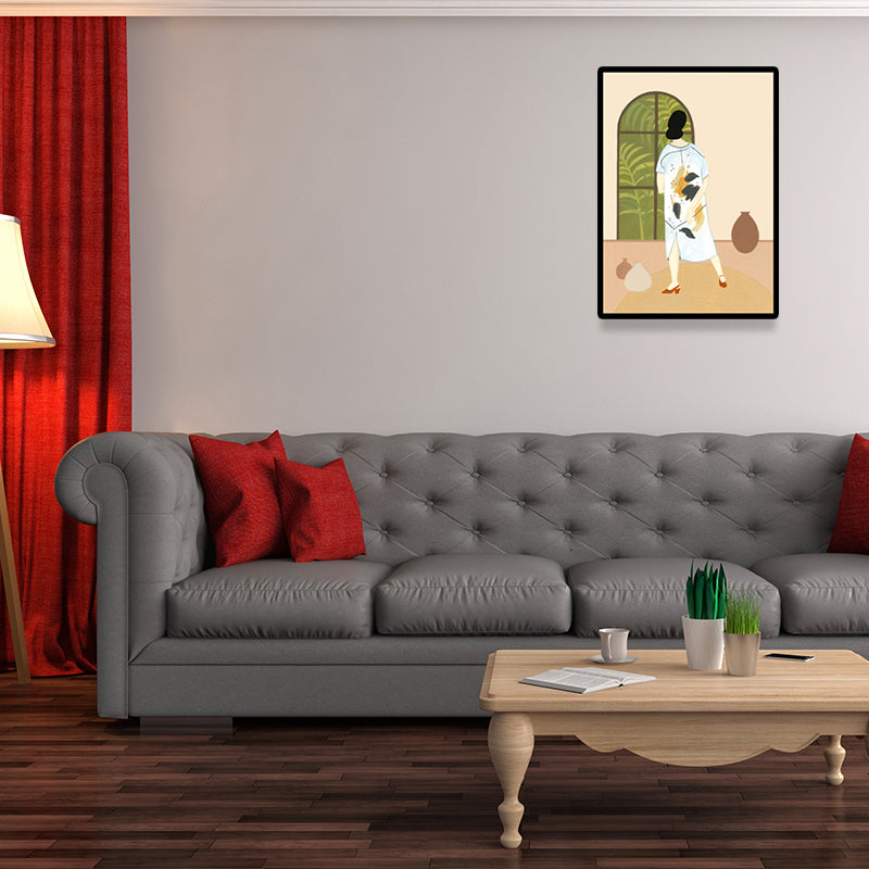 Vivolux | Stylische Hausfrau Wandkunst für das Wohnzimmer Mode Leinwanddruck in Pastellfarbe