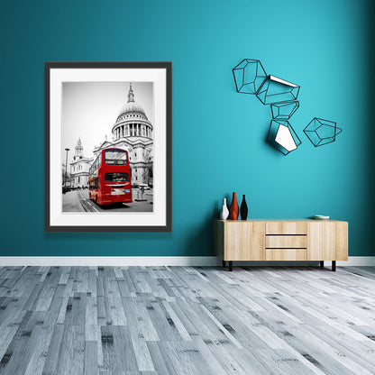 Vivolux | Urban London Street View Canvas Art Pastellfarben Dekor Bus und Architektur Druck Wanddekoration
