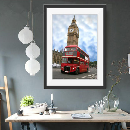 Vivolux | Urban London Street View Canvas Art Pastellfarben Dekor Bus und Architektur Druck Wanddekoration