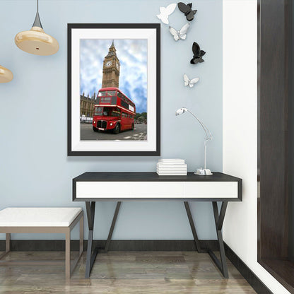 Vivolux | Urban London Street View Canvas Art Pastellfarben Dekor Bus und Architektur Druck Wanddekoration