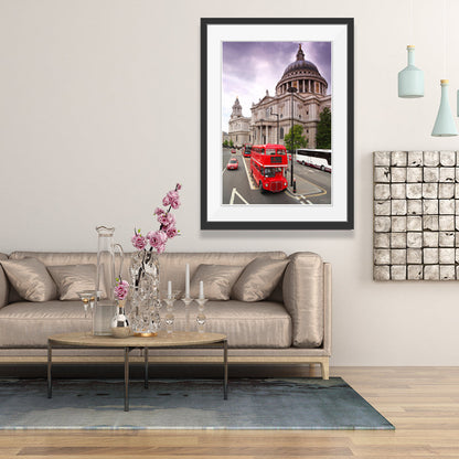Vivolux | Urban London Street View Canvas Art Pastellfarben Dekor Bus und Architektur Druck Wanddekoration