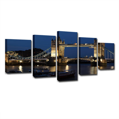 Vivolux | Nacht London Tower Bridge Leinwand Blau Global Inspiriert Wandkunst Dekor für Wohnzimmer