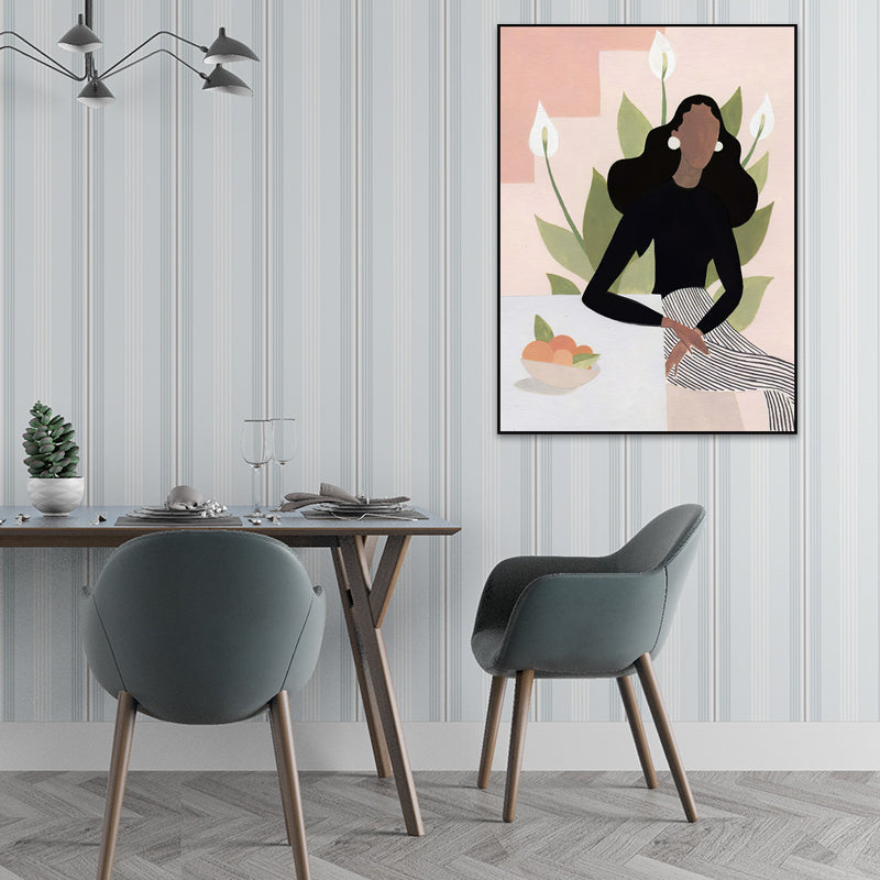 Vivolux | Texturiertes weiches Farbcanvas nordischer Stil Mode Frauen Wandkunstdruck für das Schlafzimmer