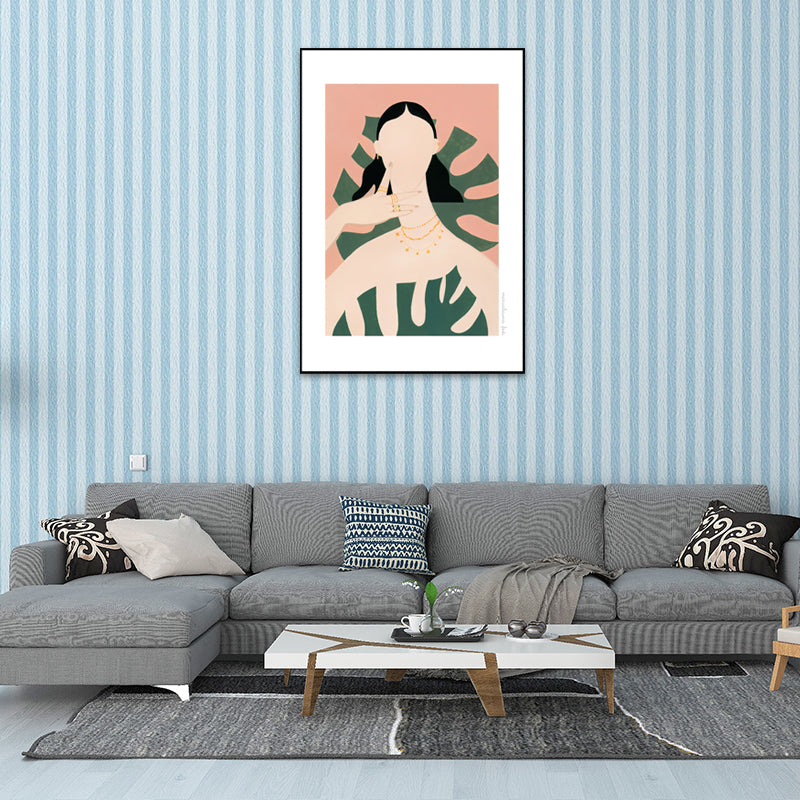 Vivolux | Texturiertes weiches Farbcanvas nordischer Stil Mode Frauen Wandkunstdruck für das Schlafzimmer