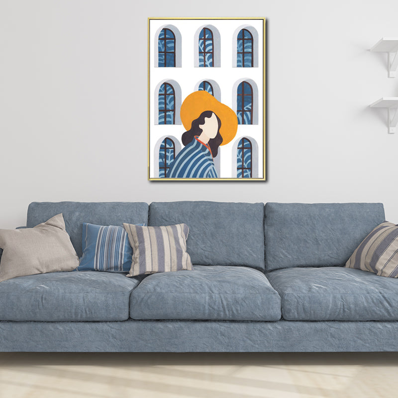 Vivolux | Illustration Modische Frau Leinwand Wandkunst für Mädchen Wohnzimmer, Pastellfarbe