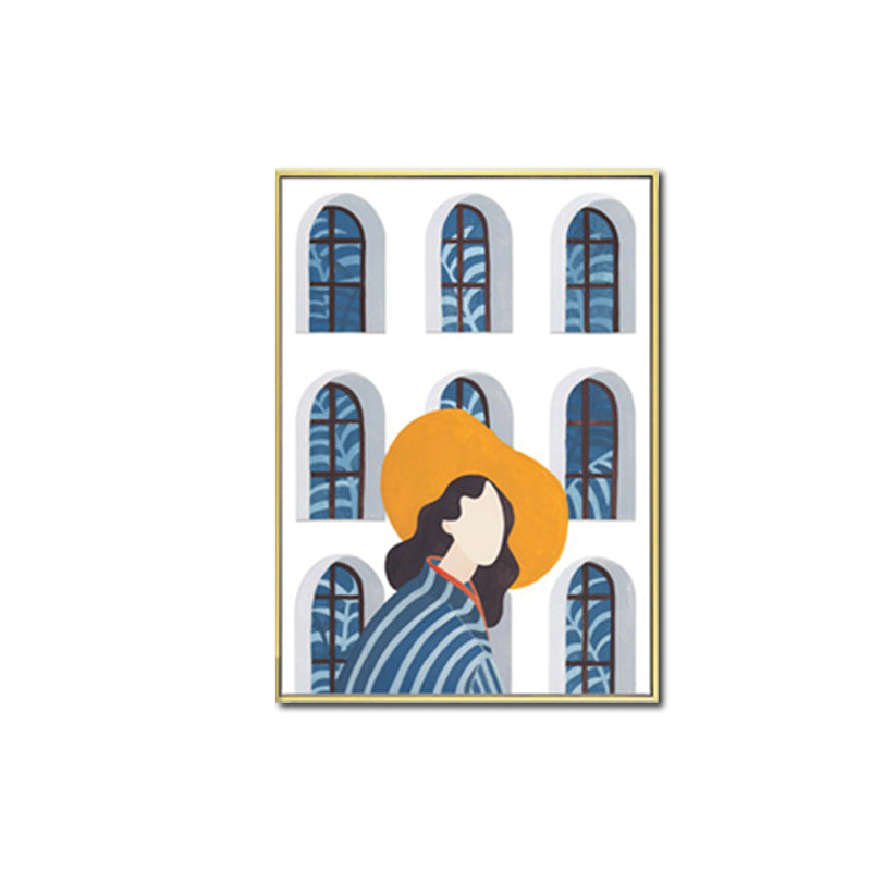 Vivolux | Illustration Modische Frau Leinwand Wandkunst für Mädchen Wohnzimmer, Pastellfarbe