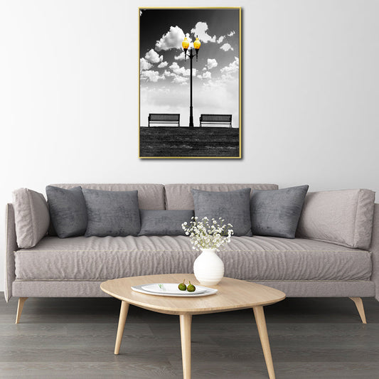 Vivolux | Nostalgische Straatlamp Wandkunst Decor voor Gang Stilleven Canvasprint in Zwart-Wit