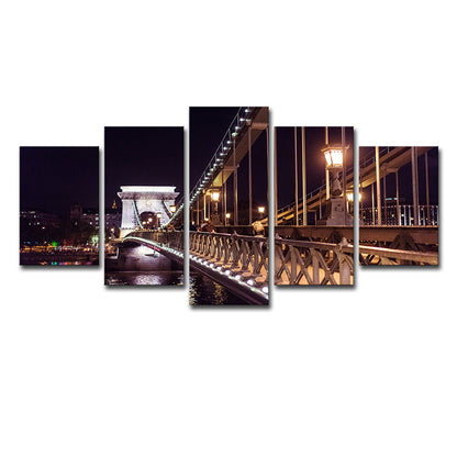 Vivolux | Schwarze Szechenyi Kettenbrücke Leinwandkunst Nachtszene Moderne Mehrteilige Wanddekoration