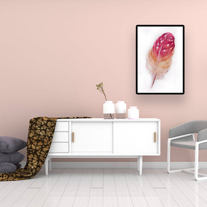 Vivolux | Feder Wandkunst Dekor Texturiert Nordic Stil Schlafzimmer Leinwanddruck in Rot auf Weiß