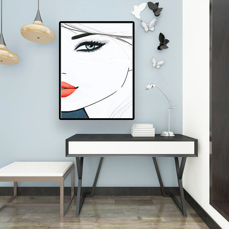Vivolux | Minimalistische vrouwen gezicht wandkunst canvas textuur pastel kleuren schilderij voor de kamer van meisjes