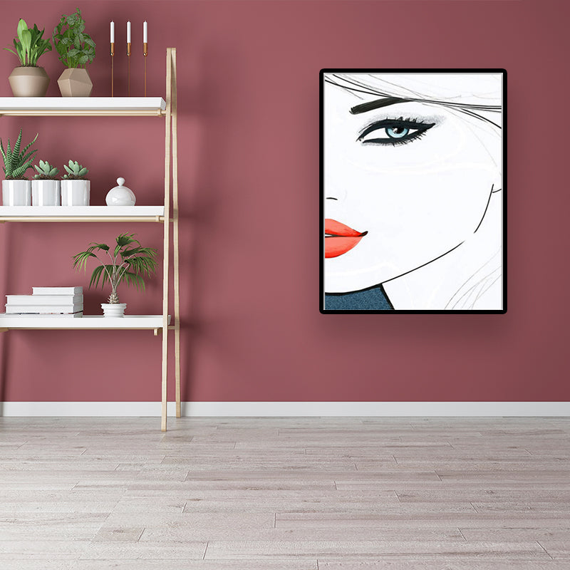 Vivolux | Minimalistische vrouwen gezicht wandkunst canvas textuur pastel kleuren schilderij voor de kamer van meisjes