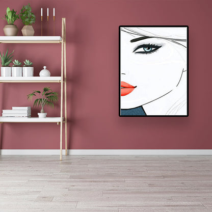 Vivolux | Minimalistische vrouwen gezicht wandkunst canvas textuur pastel kleuren schilderij voor de kamer van meisjes