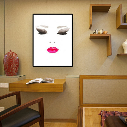 Vivolux | Minimalistische vrouwen gezicht wandkunst canvas textuur pastel kleuren schilderij voor de kamer van meisjes