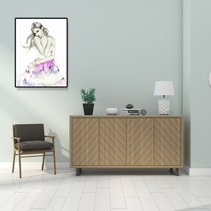 Vivolux | Minimalistische vrouwen gezicht wandkunst canvas textuur pastel kleuren schilderij voor de kamer van meisjes