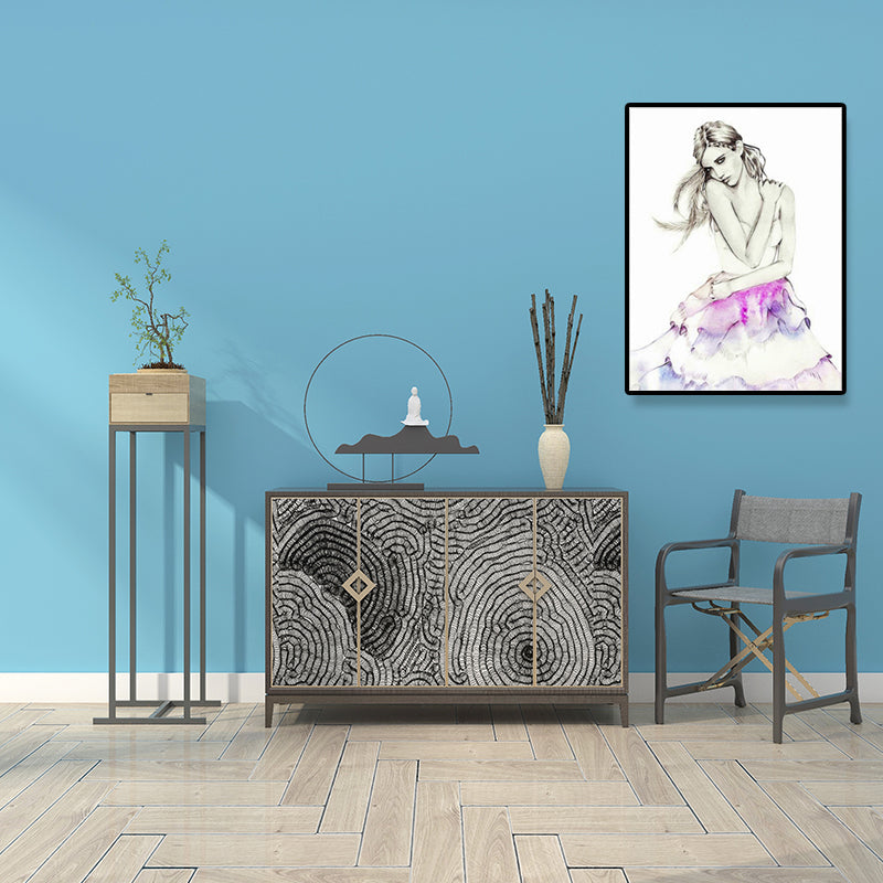 Vivolux | Minimalistische vrouwen gezicht wandkunst canvas textuur pastel kleuren schilderij voor de kamer van meisjes