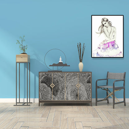 Vivolux | Minimalistische vrouwen gezicht wandkunst canvas textuur pastel kleuren schilderij voor de kamer van meisjes