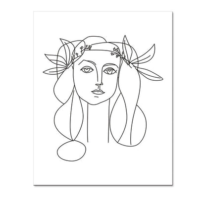 Vivolux | Leinwand Texturiertes Gemälde Nordic Style Bleistift Mädchen Portrait Wandkunst, Mehrere Größen